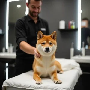 portrait shiba chez le toiletteur